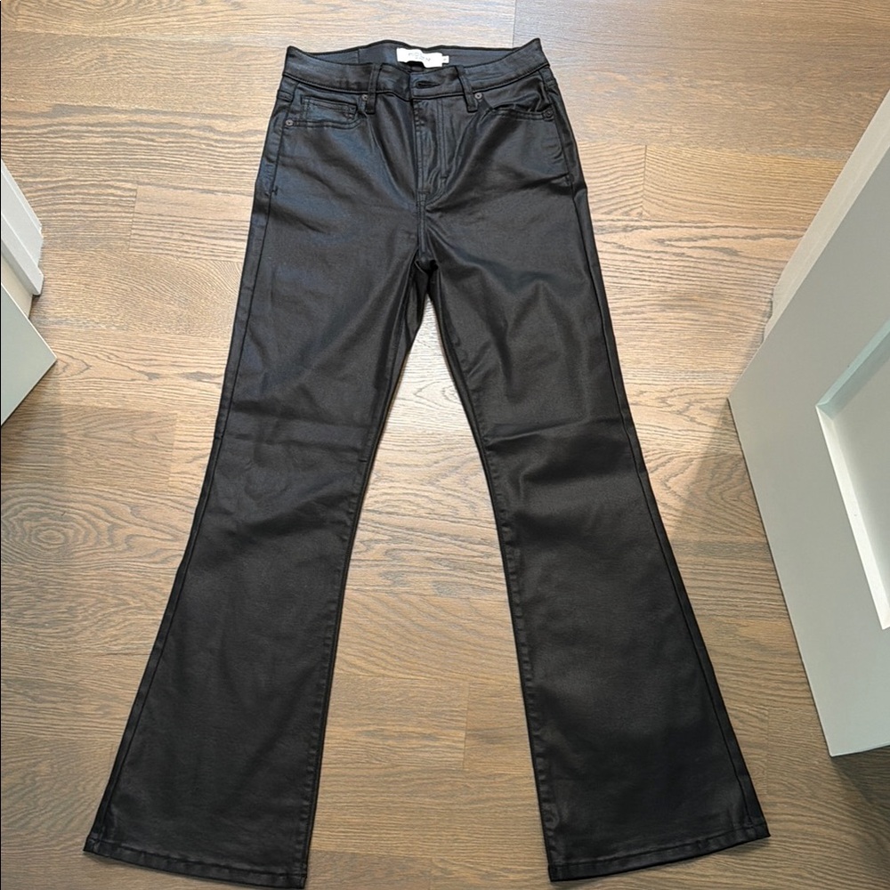 Hidden leatherette Black Flared jeans